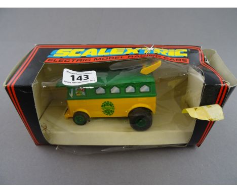 Boxed vintage Scalextric Slot Car C.421 Turtle Party Wagon, vehicle in good condition, box poor      