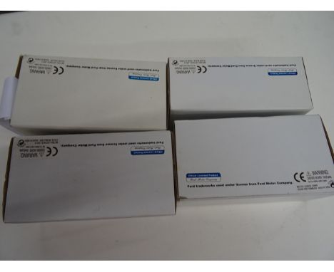 Four boxed National Motor Museum Mint 1:32 scale diecast model cars with certificates 