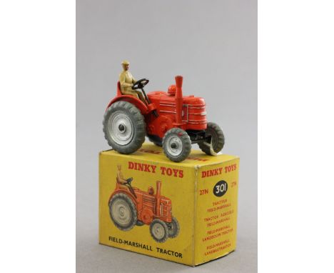 Boxed Dinky 27N Field-Marshall Tractor in orange with some paint loss, gd box