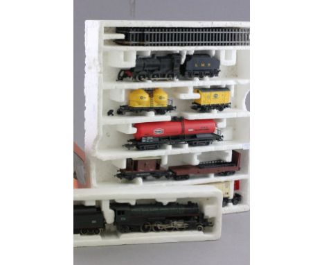 Boxed Lima locomotive 3002 (box poor) plus Lima train set in the polystyrene to include LMS engine and 7 x wagons