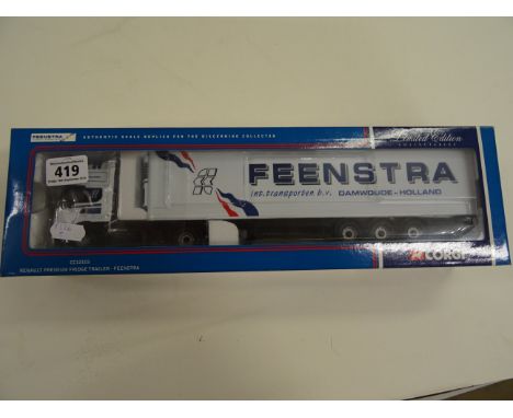 Boxed Corgi 1:50 Limited Edition CC12103 Renault Premium Fridge Trailer - Feenstra with certificate