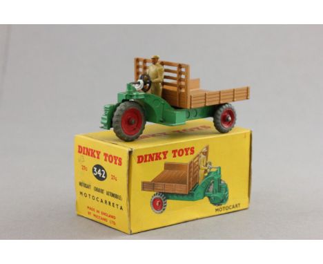 Boxed Dinky 342 27G Motocart in green and brown with red hubs (gd with gd box)