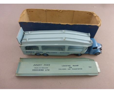 Dinky 982 Pullmore Car Transporter with bottom box plus 794 Loading Ramp all in fair play worn condition