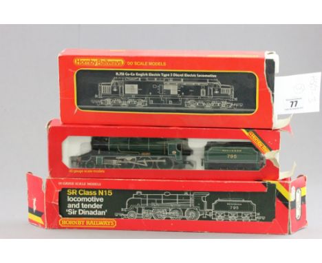 Three boxed Hornby OO gauge Locomotives to include; LNER 4472 Flying Scotsman with tender, Southern Railways 795 Sir Dindan w