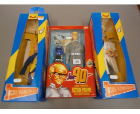 a boxed vivid imagination Joe 90 figure plus two thunderbirds Pelham Puppet figures  