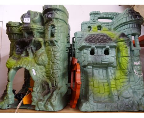 Two Mattel Masters of The Universe Castle Grayskull play sets plus figures (af)