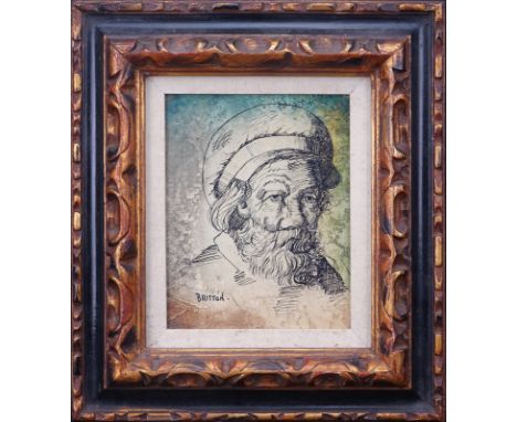 Signed Britton (20th C.) Oil on Canvas Portrait of a Bearded Man. Signed lower left. Good condition. Measures 10-1/4" H x 8-1