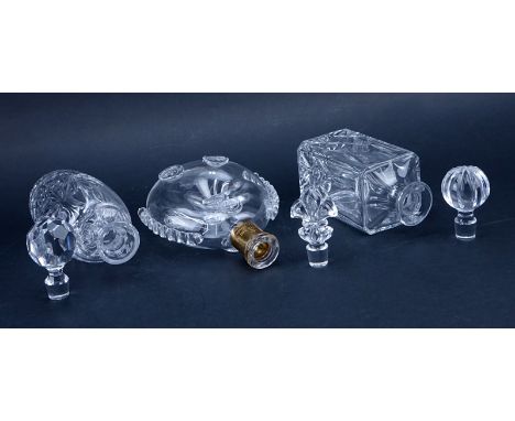 Collection of Three (3) Crystal Decanters. Includes: Baccarat Louis XIII Remy Martin decanter, Block decanter, and Rogaska de