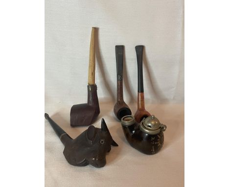 COLLECTION OF 5 VINTAGE TOBACCO SMOKING PIPES ROAB CARVED BULL ETC..&nbsp;
A collection of 5 vintage pipes including, a ROAB 