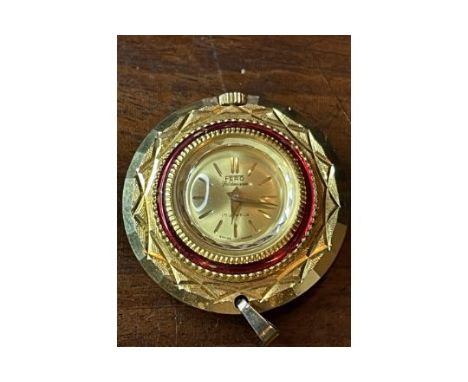 JEWELLERY - VINTAGE FERO FIELDMANN LADIES FOB WATCH
A Swiss ladies gold plated fob watch circa 1950s by February Fieldmann on