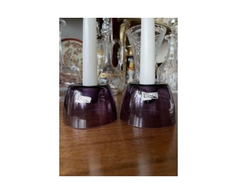PAIR OF MID CENTURY SWEDISH GLASS CANDLESTICKS BY EKENAS
A very stylish pair of mid century amethyst glass candlesticks by Ek
