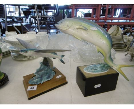 TWO ROYAL WORCESTER FISH FIGURES ON STANDS
