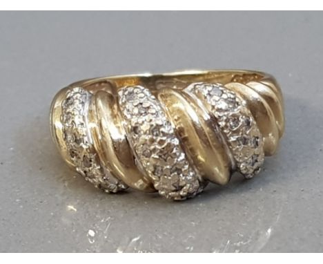 9CT GOLD DIAMOND TURBAN RING 2.6G SIZE L