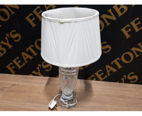 URN SHAPED PRESSED CRYSTAL TABLE LAMP WITH PLEATED SHADE