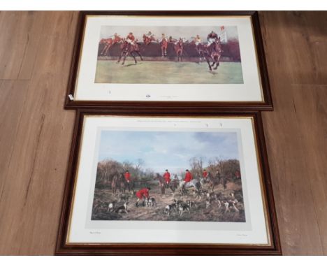 A COLOUR PRINT AFTER CECIL ALDIN THE GRAND NATIONAL - VALETINES AND ANOTHER AFTER HAYWOOD HARDY AUTUMN MEETING