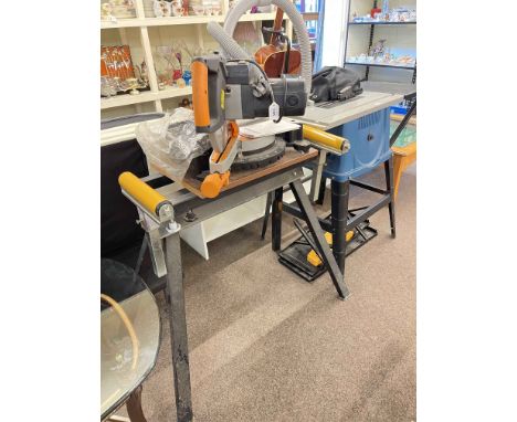 Evolution Rage 3 multi-purpose sliding mitre saw, Workzone W2TS 2000 table saw and work bench (3).