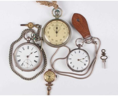 A silver cased keywind open faced gentleman's pocket watch with gilt lever movement, Birmingham 1896, case diameter 5cm, with