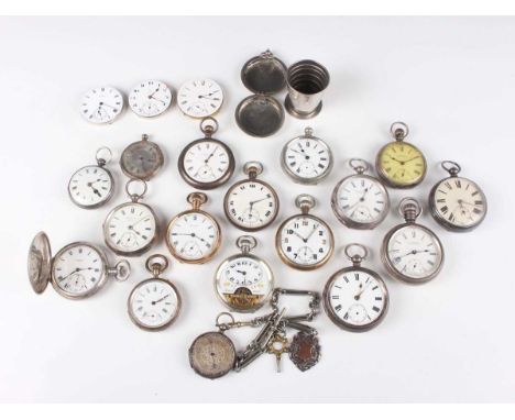 A J.W. Benson silver hunting cased keyless wind gentleman's pocket watch, the case front monogram engraved, Birmingham 1928, 