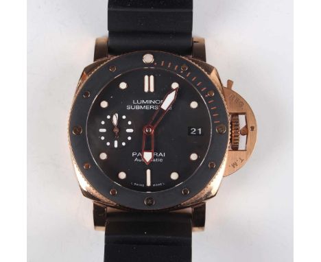A Panerai Luminor Submersible Automatic rose gold cased gentleman's wristwatch, Ref. PAM00684, limited edition 135 of 250, th