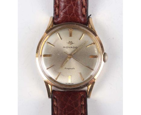 A Movado Kingmatic gilt metal fronted and steel backed circular cased gentleman's wristwatch with signed and jewelled automat