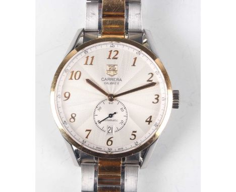 A Tag Heuer Carrera Caliber 6 Automatic stainless steel and gold gentleman's bracelet wristwatch, Ref. WAS2150, circa 2013, w