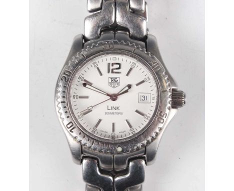 A Tag Heuer Link 200 Meters stainless steel gentleman's bracelet wristwatch, Ref. WT1214-0, with quartz movement, the signed 