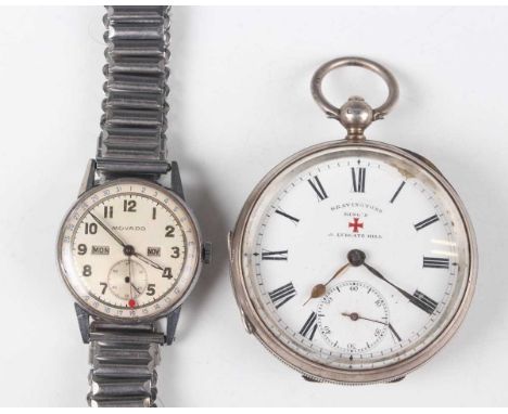 A Movado stainless steel circular cased triple date calendar gentleman's wristwatch with signed and jewelled movement, the si