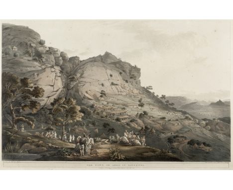 After Henry Salt (British, 1780-1827)'The Town of Abha in Abyssinia'; 'The Mountains of Samyat'hand-coloured lithographs engr