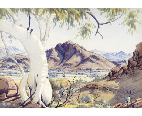 Albert Namatjira (Australian, 1902-1959)A ghost gum on Washwood Stn. (Mt. Bowman) near Haasts Bluff, Central Australia signed