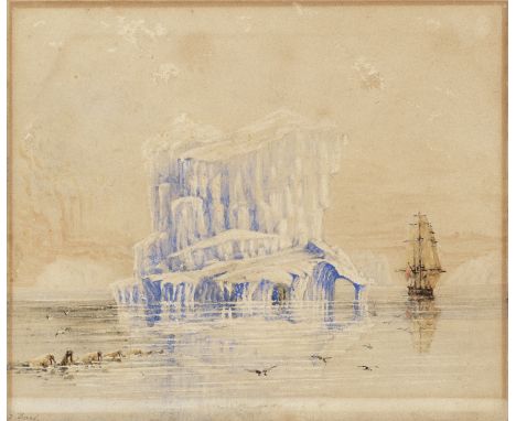 Admiral Sir George Back (British, 1796-1878)HMS Terror off a spectacular iceberg, believed to be in the Davis Strait, between