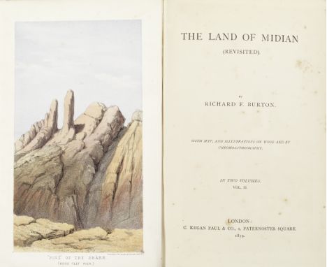 BURTON (RICHARD FRANCIS)The Land of Midian (Revisited), 2 vol., FIRST EDITION,  half-titles, folding map, 16 plates including