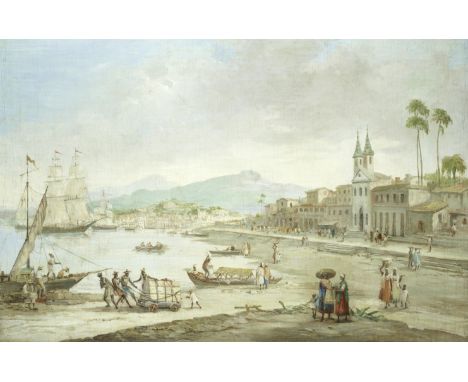 Brazilian School, 19th CenturyCapriccio views of Rio de Janeiro, a pairoil on canvas 63 x 96.5cm (24 13/16 x 38in). (2)Footno