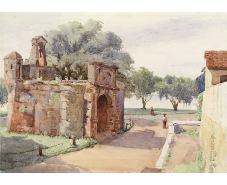 M. Barnard, early 20th centuryThe main gate of the Fortress of Malacca, Malaysiasigned and dated 'M.BARNARD/1913' (lower left