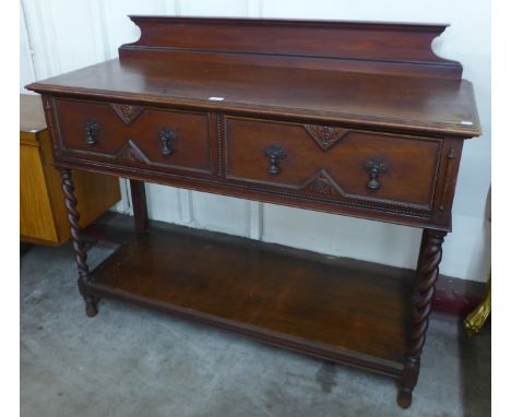 An Edward VII mahogany barleytwist two drawer buffet 