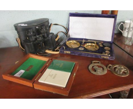 Collectables to include scales, boxed Jaques playing cards etc
