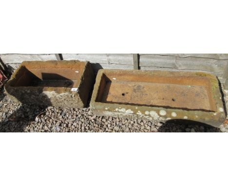 2 stone effect trough planters 