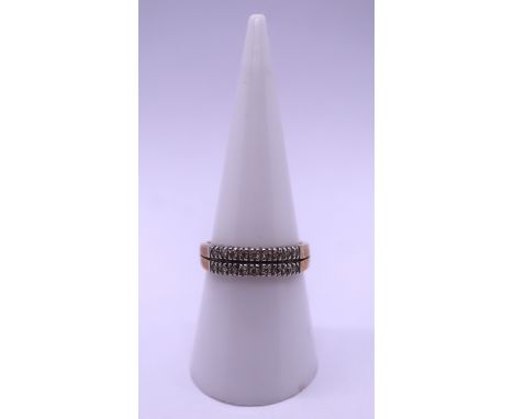 9ct gold double row diamond ring 