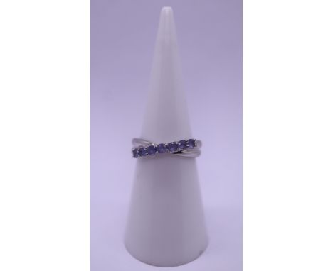 White gold and tanzanite set ring - Size K 