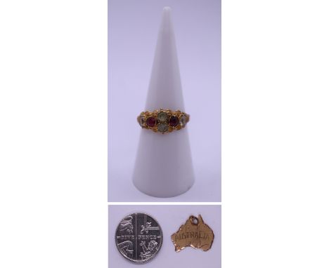 9ct gold Australian charm together with 9ct gold ring A/F