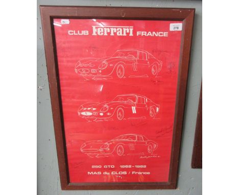 Vintage Club Ferrari poster with signatures&nbsp; 