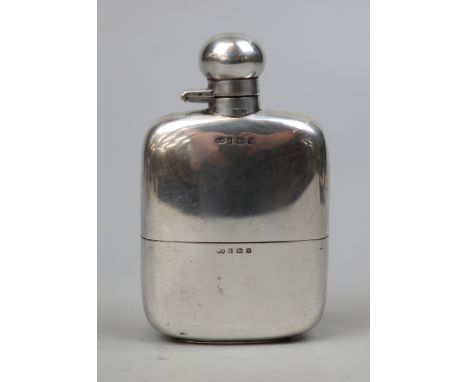 Hallmarked silver hip flask with detachable cup. Birmingham mark - Approx weight 183g