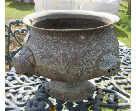 Metal Oriental themed garden planter 