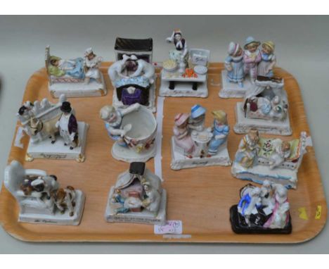 A COLLECTION OF TWELVE LATE 19TH CENTURY CONTINENTAL CERAMIC "FAIRINGS", to include "The Orphans", 9cm high (12) 