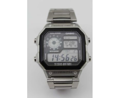 A CASIO AE-1200 DIGITAL MULTI FUNCTION WRISTWATCH on bracelet strap 