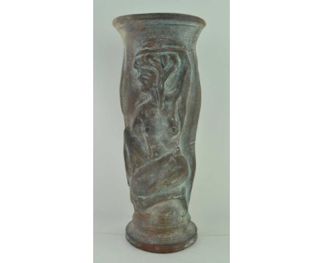 A THRACIAN FIGURAL POTTERY VASE, decorated with kneeling female nude, 26.5cm high, possibly Ancient 4th century B.C. (Provena