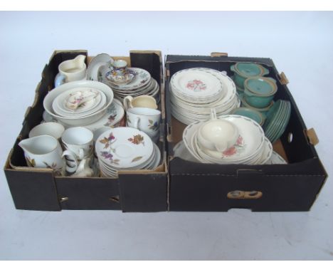 Susie Cooper part dinner service, a set of five Denby soup bowls and covers with saucers together with assorted Royal Worcest