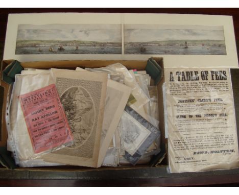 A collection of ephemera and prints relating to Kent and Sussex to include A Table of Fees relating to The Juvenile Offenders