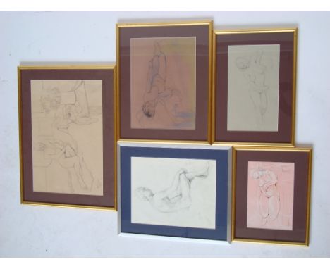 Mary Piercy (20th Century British).
Nudes, five pencil studies of reclining nudes.  Notes Mary Piercy grew up in Hampstead, a