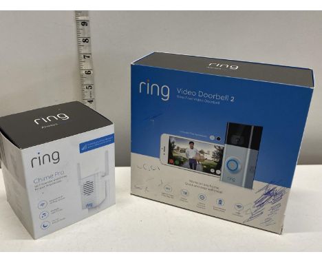 A boxed Ring doorbell and Ring Chime Pro (untested), shipping unavailable