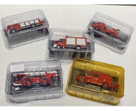 Five boxed Del Prado fire engine models